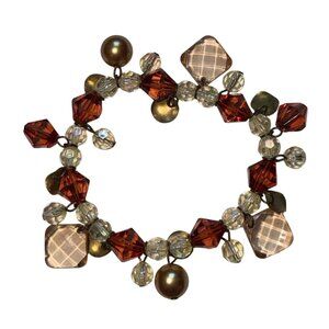 Premier Designs Stretchable  Amber/Brown/Clear Beads-9.5 in-New